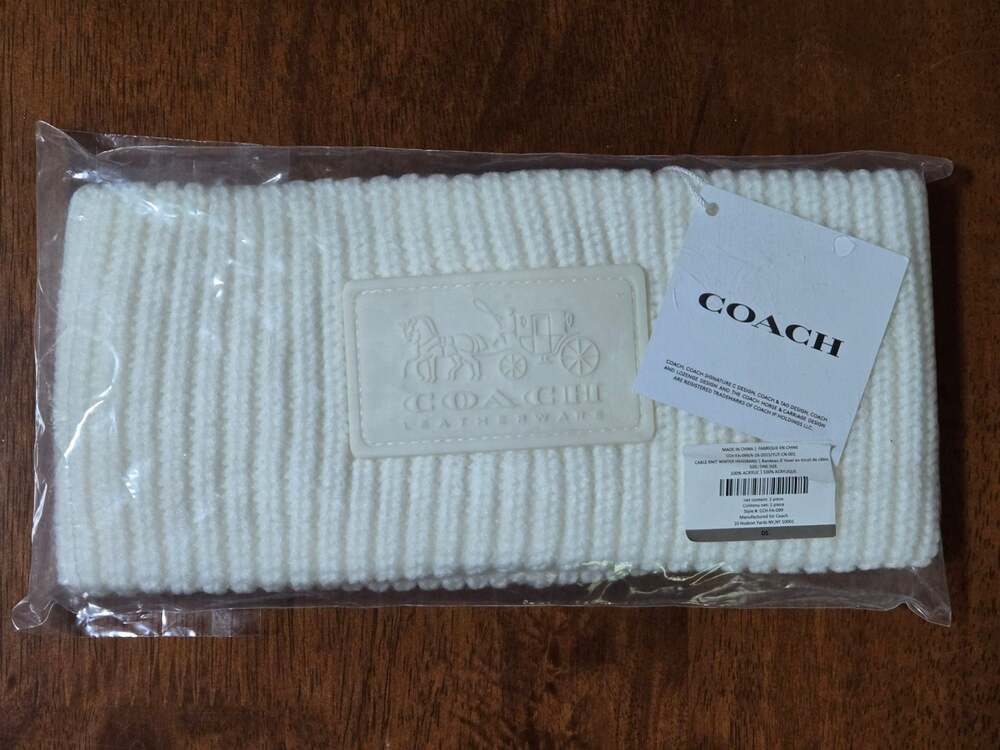 COACH Cable Knit Winter Headband Cream White CCH-FA-099 NWT